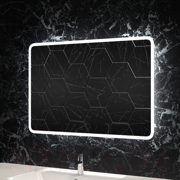 Изображение товара Зеркало Пекам Marta 90x80 / marta-90x80spcl (с подсветкой, сенсором на прикосновение, подогревом и часами)