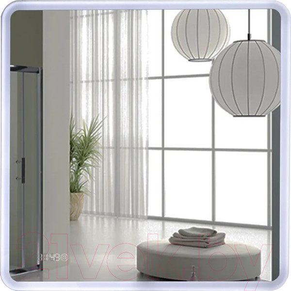 Изображение товара Зеркало Пекам Marta 80x80 / marta-80x80scl (с подсветкой, сенсором на прикосновение и часами)