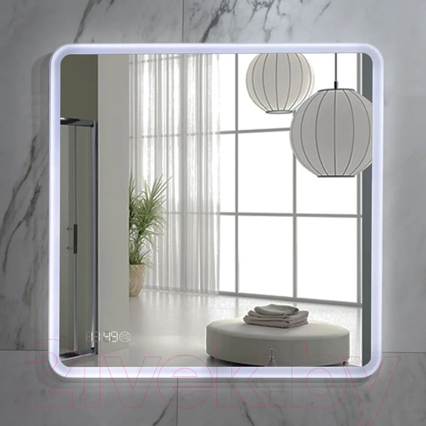 Изображение товара Зеркало Пекам Marta 80x80 / marta-80x80scl (с подсветкой, сенсором на прикосновение и часами)