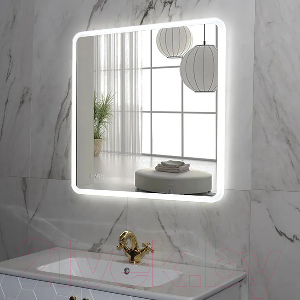 Изображение товара Зеркало Пекам Marta 80x80 / marta-80x80scl (с подсветкой, сенсором на прикосновение и часами)