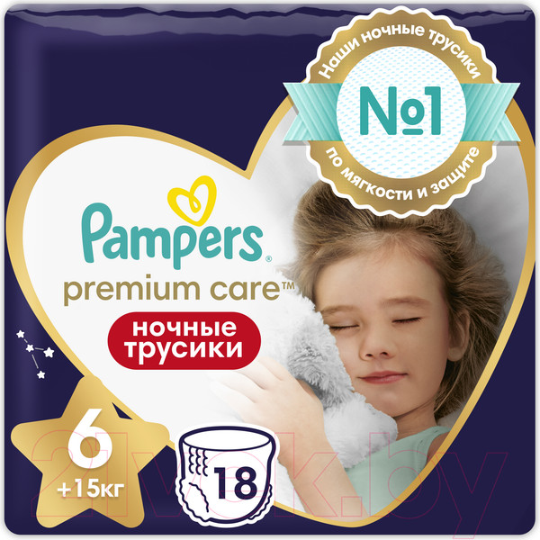 Изображение товара Подгузники-трусики детские Pampers Premium Care 6 Extra Large ночные (18шт)