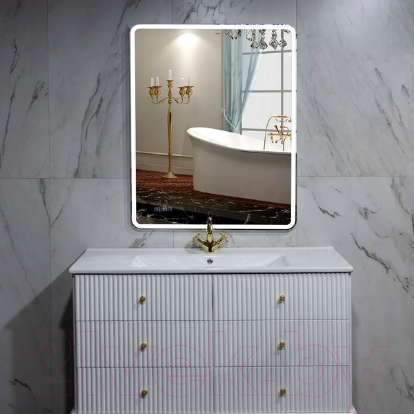 Изображение товара Зеркало Пекам Marta 1 80x100 / marta1-80x100scl (с подсветкой, сенсором на прикосновение и часами)