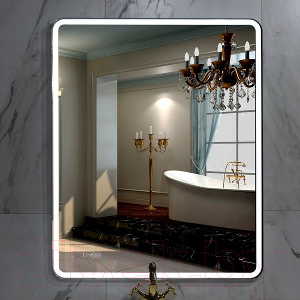 Изображение товара Зеркало Пекам Marta 1 80x100 / marta1-80x100scl (с подсветкой, сенсором на прикосновение и часами)