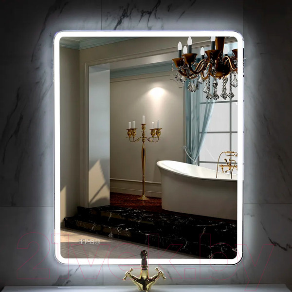 Изображение товара Зеркало Пекам Marta 1 80x100 / marta1-80x100scl (с подсветкой, сенсором на прикосновение и часами)