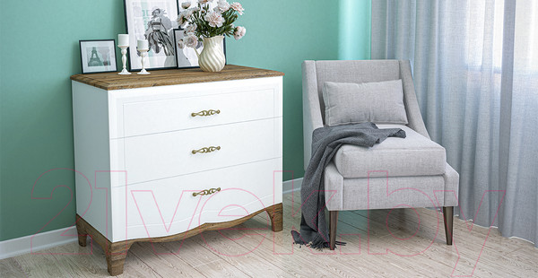 Изображение товара Комод Мебель-Неман Тиффани МН-041-06 (белый/прованс)