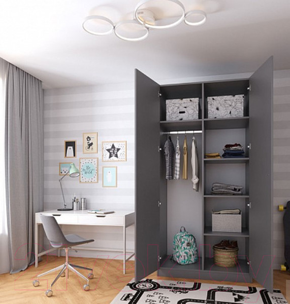 Изображение товара Шкаф Polini Kids Simple двухсекционный / 0001230.42 (серый)