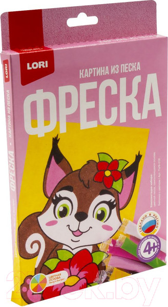 Изображение товара Набор для творчества Lori Фреска. Картина из песка Белочка с цветком / Пз/ф-016