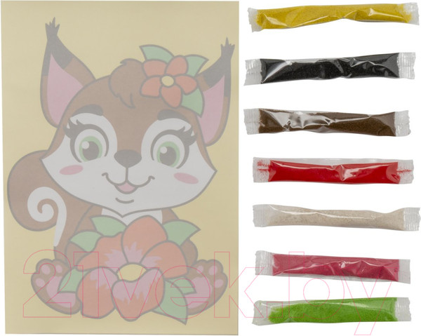 Изображение товара Набор для творчества Lori Фреска. Картина из песка Белочка с цветком / Пз/ф-016