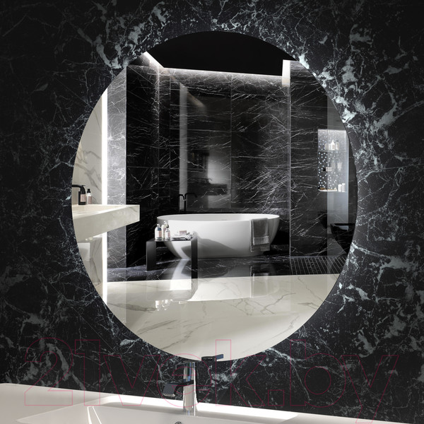 Изображение товара Зеркало Пекам Ring Fly 80x80 / ringFly-80x80spcl (с подсветкой, сенсором на прикосновение, подогревом и часами)