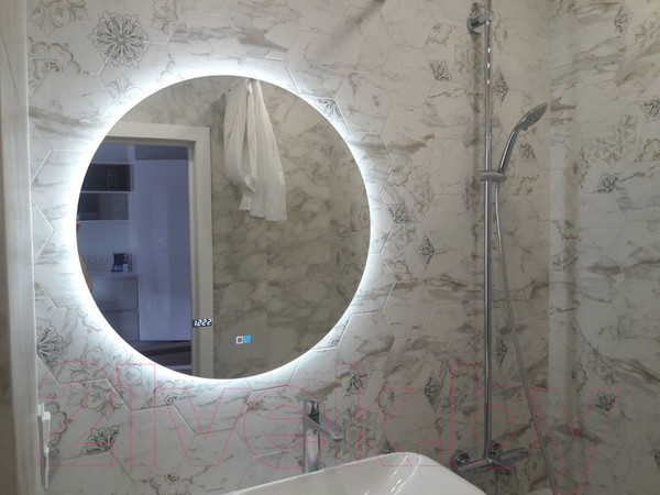 Изображение товара Зеркало Пекам Ring Fly 80x80 / ringFly-80x80spcl (с подсветкой, сенсором на прикосновение, подогревом и часами)
