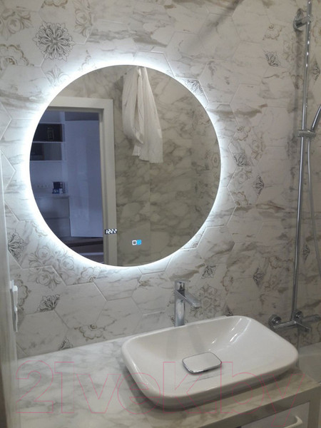 Изображение товара Зеркало Пекам Ring Fly 80x80 / ringFly-80x80spcl (с подсветкой, сенсором на прикосновение, подогревом и часами)