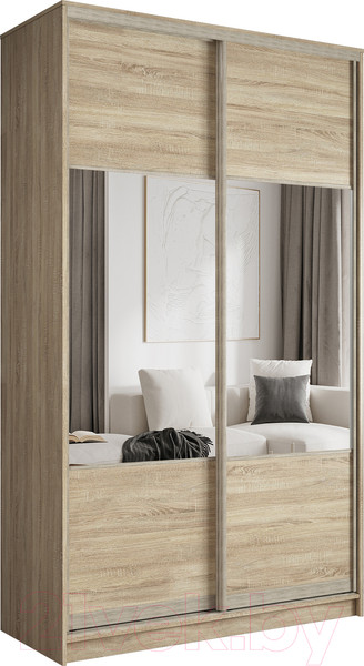 Изображение товара Шкаф-купе Евва 138 SSH.01 / АЭП ШК.2 02 (дуб сонома/дуб сонома/дуб шато)