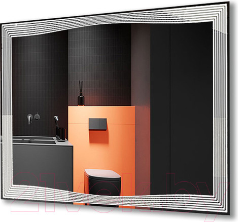 Изображение товара Зеркало Пекам Lines 100x80 / Lines-100x80scl (с подсветкой, сенсором на прикосновение и часами)
