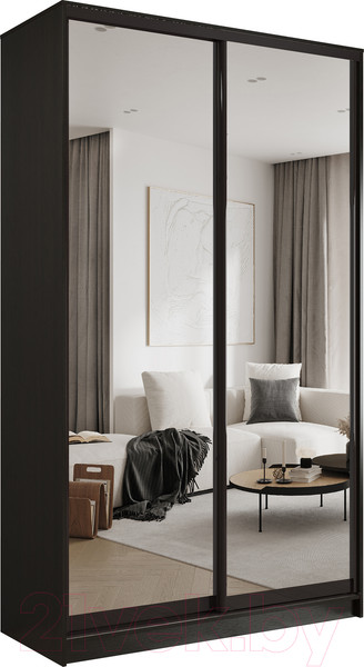 Изображение товара Шкаф-купе Евва 158 VG.05 / АЭП ШК.2 01 (венге/зеркало/венге глянец)