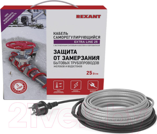Изображение товара Греющий кабель для труб Rexant Extra Line / 51-0640