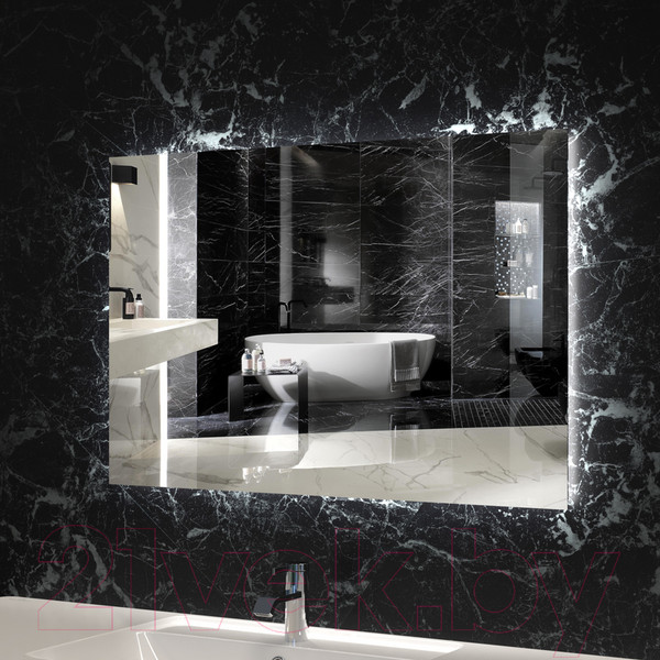 Изображение товара Зеркало Пекам Greta Fly 100x60 / GretaFly-100x60scl (с подсветкой, сенсором на прикосновение и часами)