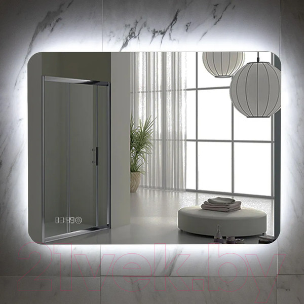 Изображение товара Зеркало Пекам Marta Fly 80x60 / MartaFly-80x60scl (с подсветкой, сенсором на прикосновение и часами)