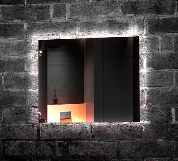 Изображение товара Зеркало Пекам Greta Fly 80x120 / GretaFly-80x120scl (с подсветкой, сенсором на прикосновение и часами)