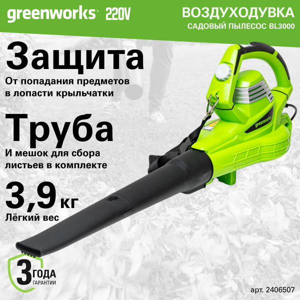 Изображение товара Воздуходувка электрическая Greenworks BL3000 (2406507)