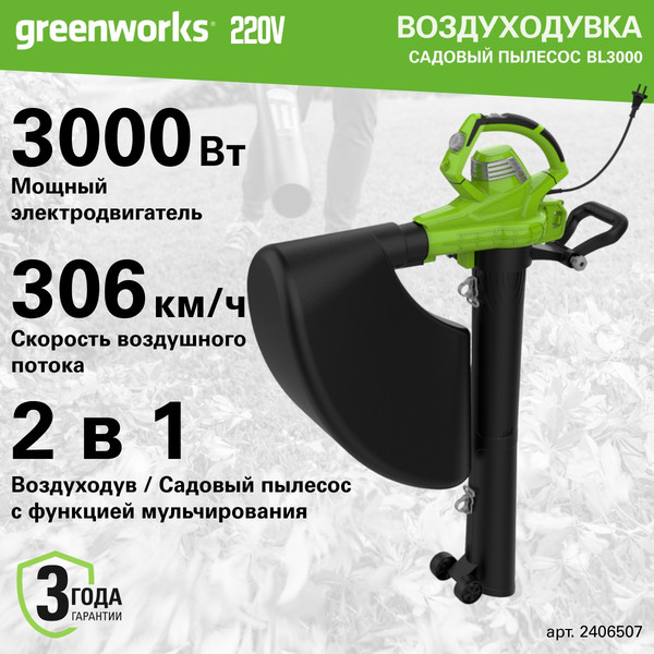 Изображение товара Воздуходувка электрическая Greenworks BL3000 (2406507)