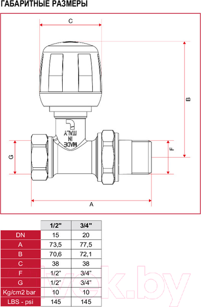 Изображение товара Вентильный кран Itap Прямой 3/4" DN20 2940034