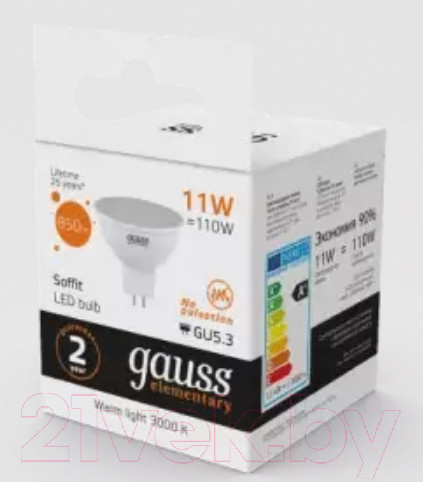Изображение товара Лампа Gauss Elementary GU5.3 11W 3000К / 13511