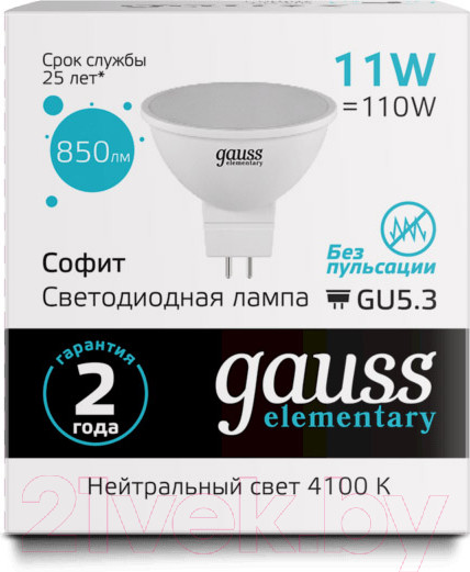 Изображение товара Лампа Gauss Elementary GU5.3 11W 4100К / 13521