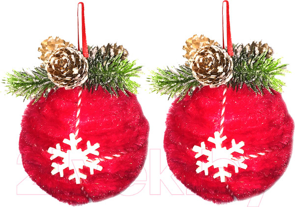 Изображение товара Набор шаров новогодних Merry Bear E10-18A1505A-3 (2шт, D12см, красный мех)
