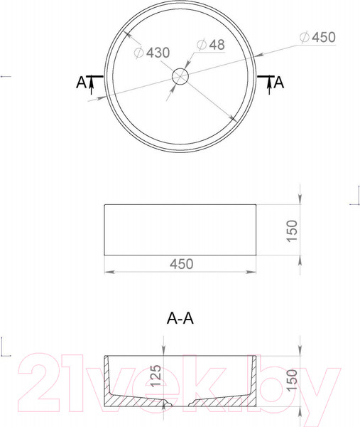 Изображение товара Умывальник Salini Armonia 45x45 / 130112SM
