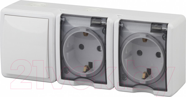 Изображение товара Блок выключатель+розетка ЭРА Эксперт 11-7403-01 / Б0027673 (белый)