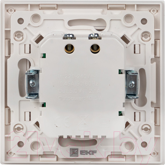 Изображение товара Розетка EKF PROxima Стокгольм EYR16-028-10-2USB (белый)