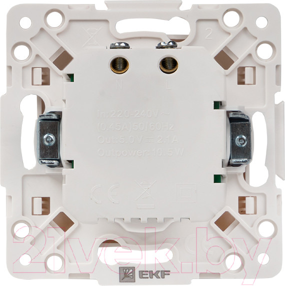 Изображение товара Розетка EKF PROxima Стокгольм EYR16-028-10-2USB (белый)