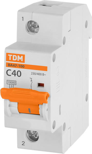 Изображение товара Выключатель автоматический TDM ВА 47-100 1Р 40А (C) 10кА / SQ0207-0051
