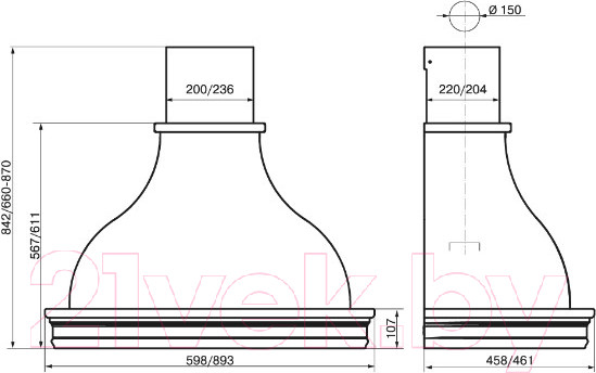 Изображение товара Вытяжка купольная Elikor Аркада Валенсия 90П-650-П3Д / 142677 (белый муар/дуб неокрашенный)
