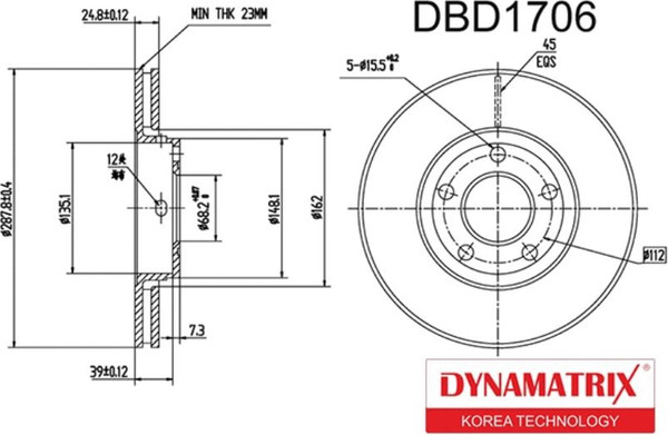Изображение товара Тормозной диск Dynamatrix DBD1706
