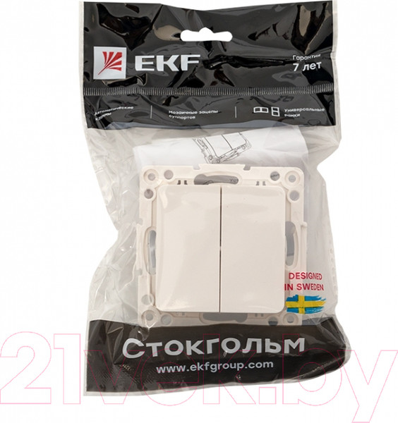 Изображение товара Выключатель EKF PROxima Стокгольм / EYV10-123-10 (белый)
