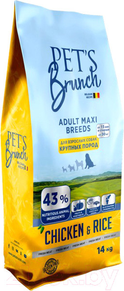 Изображение товара Сухой корм для собак Pet's Brunch Adult Maxi Breeds с курицей (14кг)