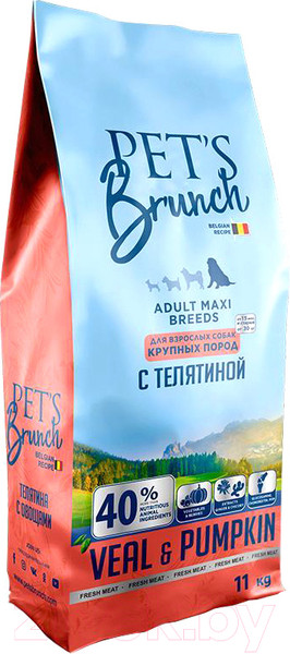 Изображение товара Сухой корм для собак Pet's Brunch Adult Maxi Breeds с телятиной (11кг)