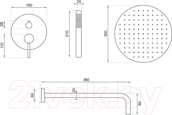 Изображение товара Душевая система со смесителем REA Lungo REA-P8007 (хром)