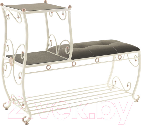 Изображение товара Банкетка AMC 8(1000)32 с этажеркой (слоновая кость/венге)