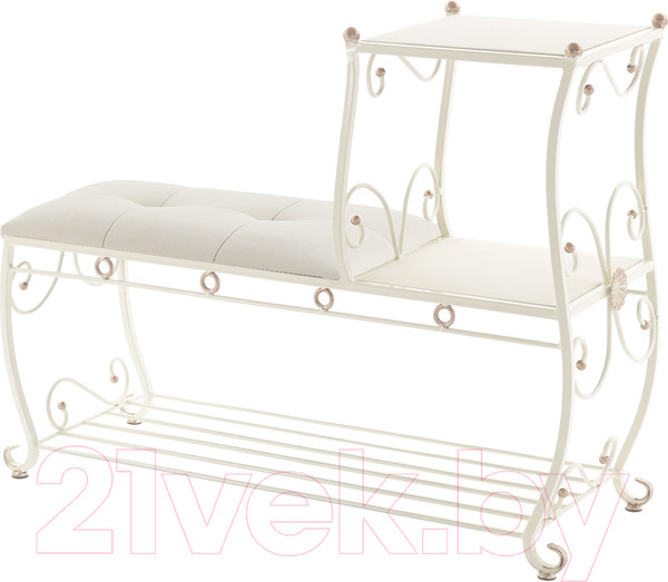 Изображение товара Банкетка AMC 8(1000)33 с этажеркой (слоновая кость/бежевый)