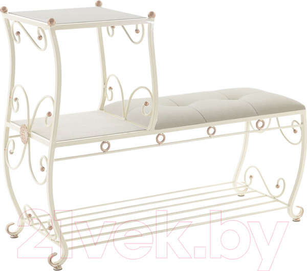 Изображение товара Банкетка AMC 8(1000)33 с этажеркой (слоновая кость/бежевый)