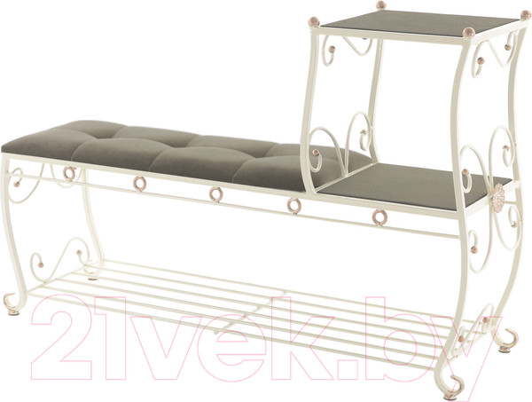 Изображение товара Банкетка AMC 8(1200)32 с этажеркой (слоновая кость/венге)