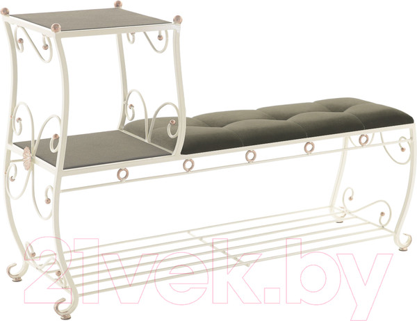 Изображение товара Банкетка AMC 8(1200)32 с этажеркой (слоновая кость/венге)