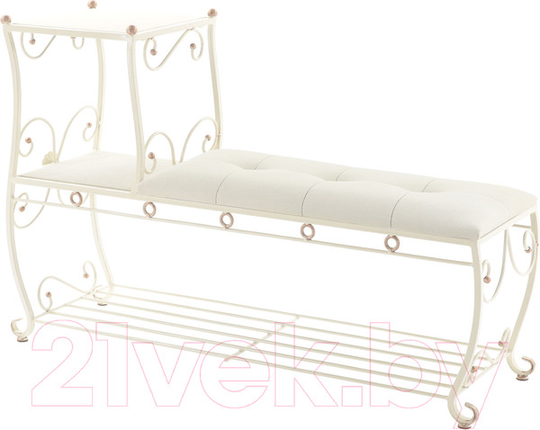 Изображение товара Банкетка AMC 8(1200)33 с этажеркой (слоновая кость/бежевый)