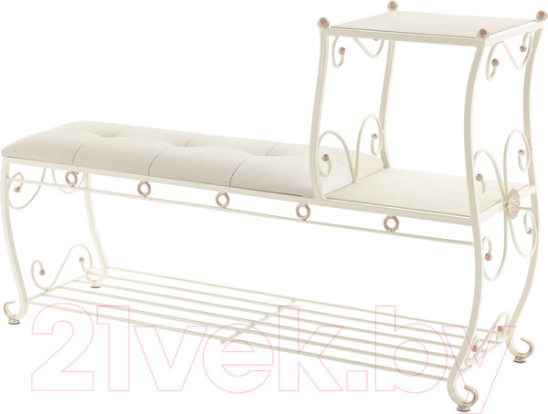 Изображение товара Банкетка AMC 8(1200)33 с этажеркой (слоновая кость/бежевый)