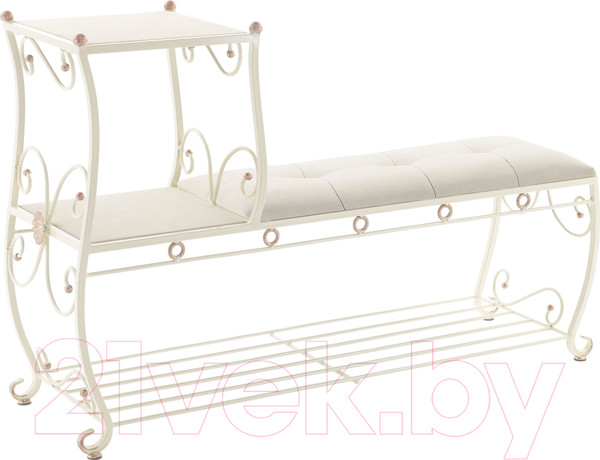 Изображение товара Банкетка AMC 8(1200)33 с этажеркой (слоновая кость/бежевый)