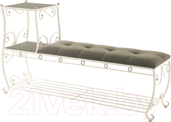 Изображение товара Банкетка AMC 8(1400)32 с этажеркой (слоновая кость/венге)