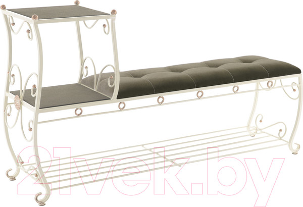 Изображение товара Банкетка AMC 8(1400)32 с этажеркой (слоновая кость/венге)