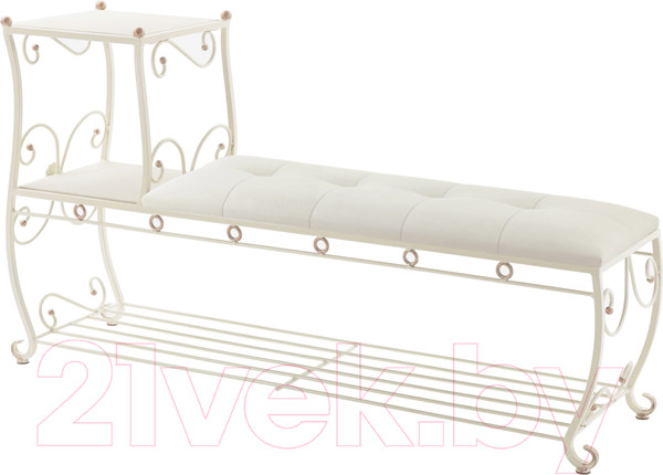 Изображение товара Банкетка AMC 8(1400)33 с этажеркой (слоновая кость/бежевый)